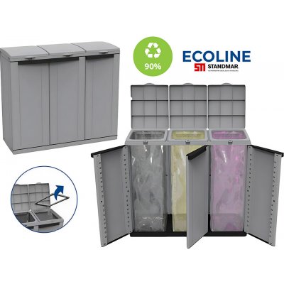 EcoLine Koš na tříděný odpad 3 102 × 88,7 × 39 cm 3 × 110 l 1003056 – Zbozi.Blesk.cz