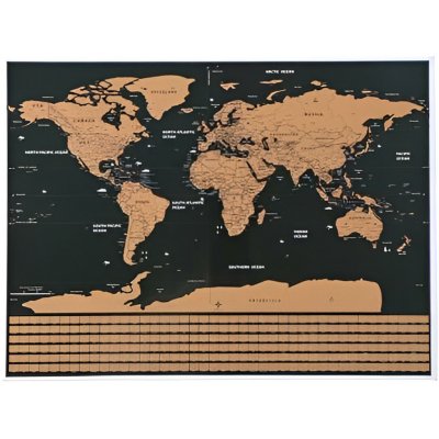 Malatec Velká stírací mapa světa s vlajkami deluxe 82 × 59 cm černá – Zboží Dáma