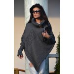 Fashionweek Luxusní pončo svetr s teplým rolákem NOEMI grafitová – Sleviste.cz