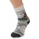 Wooline Vlněné ponožky 100% vlna s motivem srnce šedé – Zboží Mobilmania