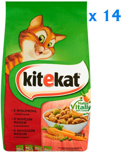 Kitekat Suchy Vepřové zelenina 14 x 0,3 kg