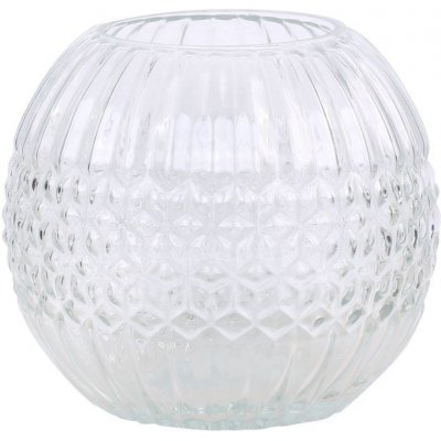 Baňatá čirá skleněná váza s drážkami Liggo - Ø 15*13 cm - Chic Antique – Hledejceny.cz
