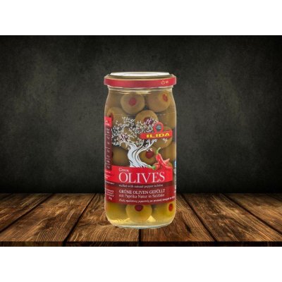 Ilida Olivy zelené plněné přírodní paprikou 350 g – Sleviste.cz