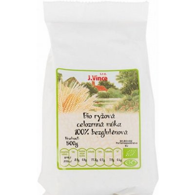 J.VINCE 100% Bezlepková rýžová celozrnná mouka BIO 500 g