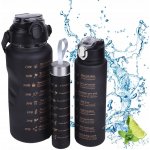 1Mcz Motivační lahev na vodu černé 2000 ml / 700 ml / 300 ml – Zboží Dáma