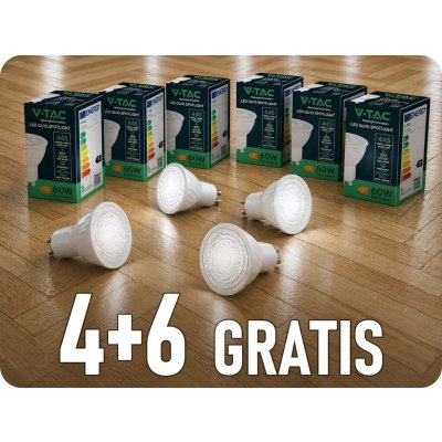 V-TAC GU10 LED žárovka 6W, 445lm, 38°, 4+6 studená bílá – Hledejceny.cz
