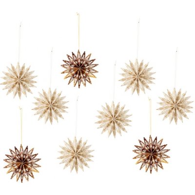 Bloomingville Set hnědo-béžových papírových vánočních ozdob Star 10 cm – Zboží Dáma