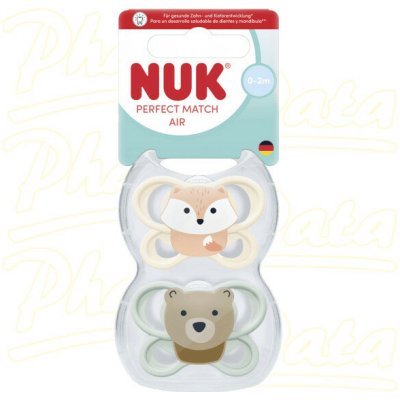 NUK Perfect Match AIR dudlík FOX/BEAR 0-2m 2ks – Hledejceny.cz