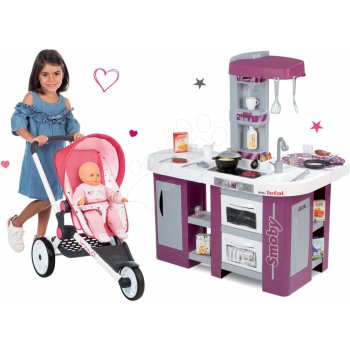 Smoby Set športový Trio Pastel Maxi Cosi & Quinny Jogger polohovateľný so strieškou a kuchynka Tefal Studio XL elektronická s chladničkou SM255098-10