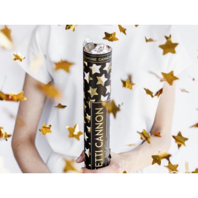 PartyDeco Vystřelovací konfety ve tvaru hvězdiček zlaté 80 cm – Zboží Dáma