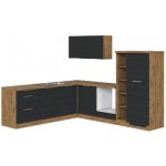 Held Möbel Florenz Rohová kuchyňská linka 240 cm barva čela šedá matný barva korpusu dub světlý matný – Hledejceny.cz