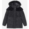 Dětský kabát Desigual Kids Exterior dívčí vzorovaná zimní bunda s kapucí a umělým kožíškem černá