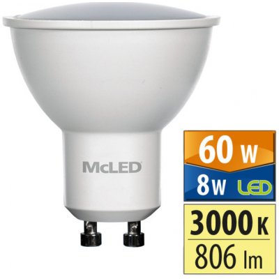 MCLED žárovka LED 8W-60 GU10 3000K 100° – Hledejceny.cz