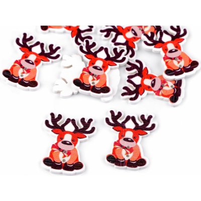 Výprodej - Dřevěný dekorační knoflík vánoční - červená světlá sob 10ks Varianta: 3 červená světlá sob, Balení: 10 ks – Zboží Dáma