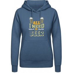 AWDis Hoodie mikina Vše, co potřebuji, je pivo Letecká modrá