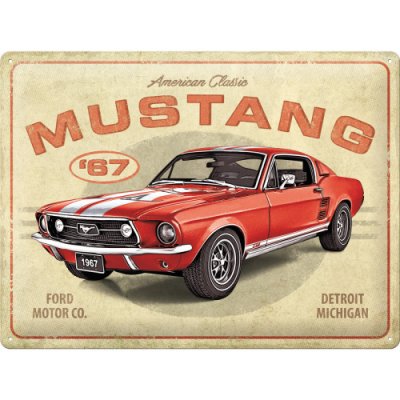 Postershop Plechová cedule: Ford Mustang GT 1967 Red - 40x30 cm