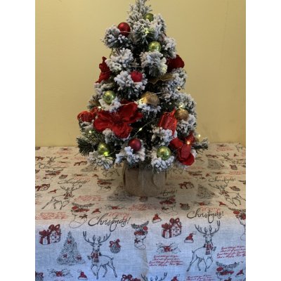 K-U ručně šitý ubrus vánoční jeleni šedo červené TOP 120x140 cm – Zboží Mobilmania