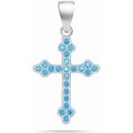 Brilio Silver Stříbrný přívěsek se světle modrými zirkony Křížek PT84WAQ – Hledejceny.cz