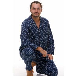 1P0759 pánské pyžamo dlouhé propínací modré