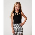 Twinset top úpletový s průstřihy žebro černý – Zbozi.Blesk.cz