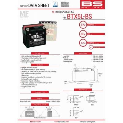 BS-Battery BTX5L-BS – Zboží Mobilmania