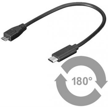 PremiumCord kur31-02 USB 3.1 konektor C/male - USB 2.0 konektor Micro-B/male, 0,2m