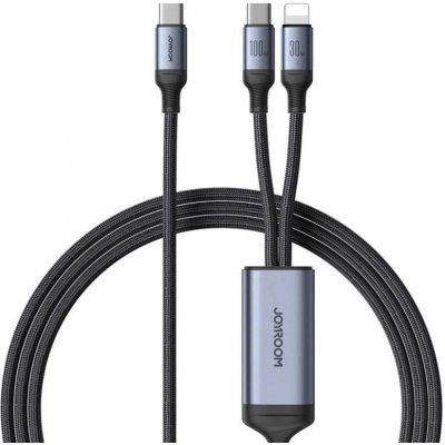 Joyroom SA21-1T2100W Speedy USB-C do USB-C + Lightning, 1.5m, černý – Zbozi.Blesk.cz