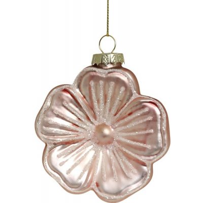 Růžová skleněná vánoční ozdoba květ Ø 8*3 cm Chic Antique – Hledejceny.cz
