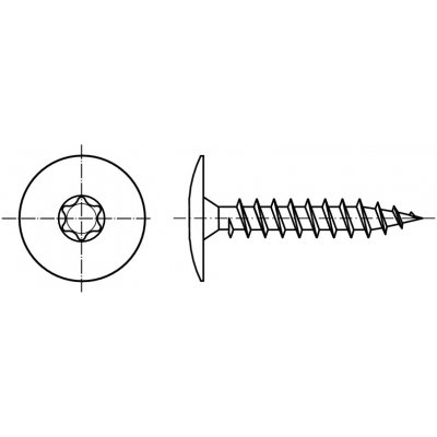 PROFISTYL Vrut půlkulatá hlava široká s drážkou TORX s celým závitem zinek žlutý Varianta: Vrut půlkulatá hlava široká TORX ZnŽ 6x80 – Hledejceny.cz
