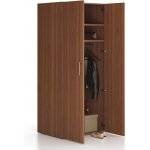 Solid, Kancelářská šatní skříň vysoká šatní tyč, 2 police, 800 x 600 x 1830 mm, ořech – Zboží Mobilmania