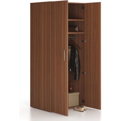 Solid, Kancelářská šatní skříň vysoká šatní tyč, 2 police, 800 x 600 x 1830 mm, ořech – Zboží Mobilmania