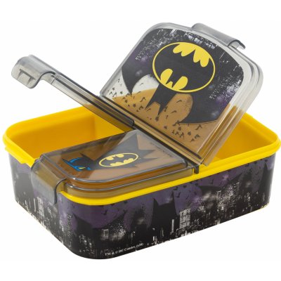 Storline svačinový box Batman 3 přihrádky žluto černý