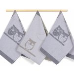 Bellatex kuchyňské utěrky SOVIČKY ŠEDÉ 3 kusy 50x70cm – Zboží Dáma