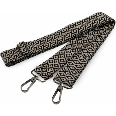 Popruh na tašku s karabinami šíře 3,8 cm - černá šedá – Zboží Mobilmania