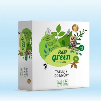 Real Green Clean bezfosfátové tablety do myčky All in 1 40 ks