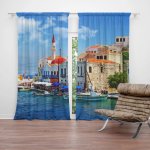 Závěsy Domky na pobřeží: 2 ks - 140x250 cm - Sablio – Hledejceny.cz