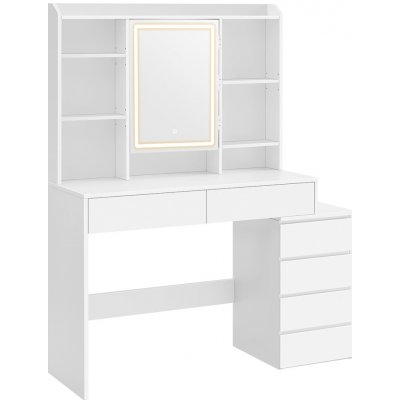 Vasagle RDT624W01 toaletní kosmetický stolek se zrcadlem a zásuvkami bílý – Zboží Dáma