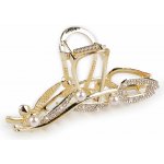 Skřipec do vlasů kovový s broušenými kamínky - zlatá sv. – Zboží Mobilmania