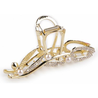 Skřipec do vlasů kovový s broušenými kamínky - zlatá sv. – Zboží Mobilmania