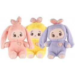 Teddies Králíček/Králík zvířátko sedící s mašlí 3 barvy 23 cm