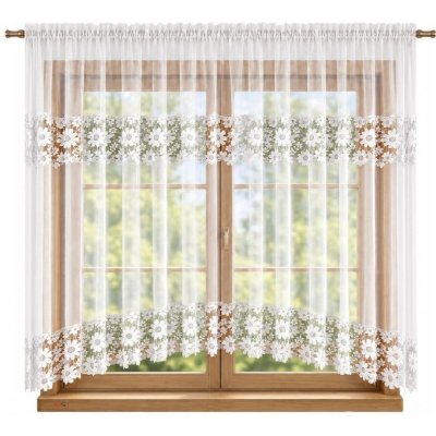 Fliying Záclona LG 443 s šedo-bílou krajkou 400x160 cm – Hledejceny.cz