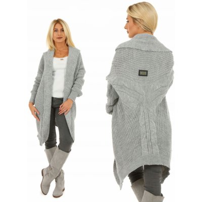 Fashionweek svetr cardigan velmi originální střih MF865 šedý – Zboží Mobilmania