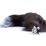 Sunfo kovový anální kolík s liščím ocasem stříbrno černý – Zboží Dáma