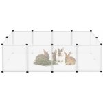 UISEBRT Venkovní ohrada pro králíky morčata křečky výběh 12 panelů bez dveří bílá 145 x 75 x 48 cm
