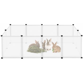 UISEBRT Venkovní ohrada pro králíky morčata křečky výběh 12 panelů bez dveří bílá 145 x 75 x 48 cm