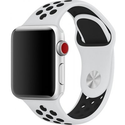 Bomba Sportovní silikonový řemínek pro Apple Watch Velikost ciferníku Apple watch: 38/40/41mm, Barva řemínku: Bílá - černá SN10-38_41MM-WHITE_BLACK – Zboží Mobilmania