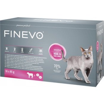 Finevo pro kočky Sensitive Cat telecí 16 x 85 g