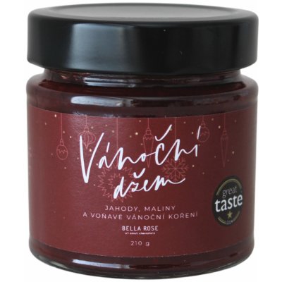 Bella Rose Vánoční džem s jahodami malinami a kořením červená kov 210 g – Zboží Dáma