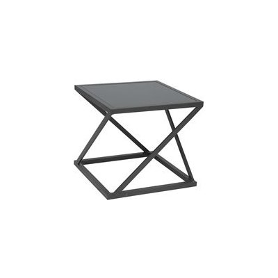 Hliníkový odkládací boční stolek Jackie, Stern, čtvercový 50x50x46 cm, rám lakovaný hliník šedočerný (anthracite), deska sklo