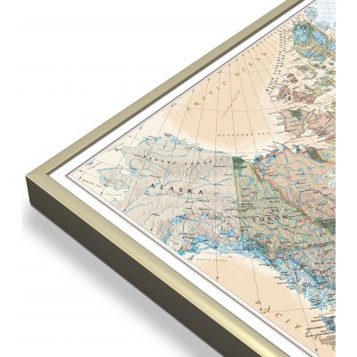 National Geographic Kanada - nástěnná mapa Executive 97 x 81 cm Varianta: mapa v hliníkovém rámu, Provedení: zlatý matný rám